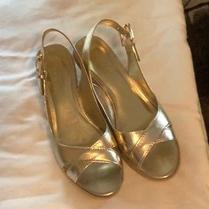 Franco Sarto Comedy Gold Wedge Sandal